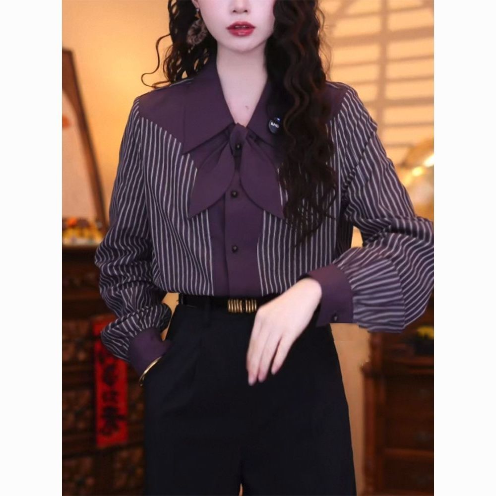 قميص نسائي كاجوال مخطط بأكمام  - مراجعة Vintage Fashion Hong Kong وسعره