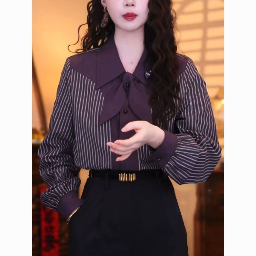 قميص نسائي كاجوال مخطط بأكمام  - مراجعة Vintage Fashion Hong Kong وسعره