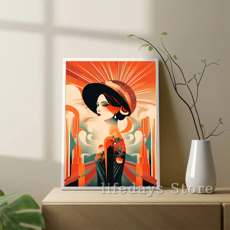 خمر آرت ديكو المرأة صورة المشا - مراجعة Vintage Fashion Prints For Wall وسعره
